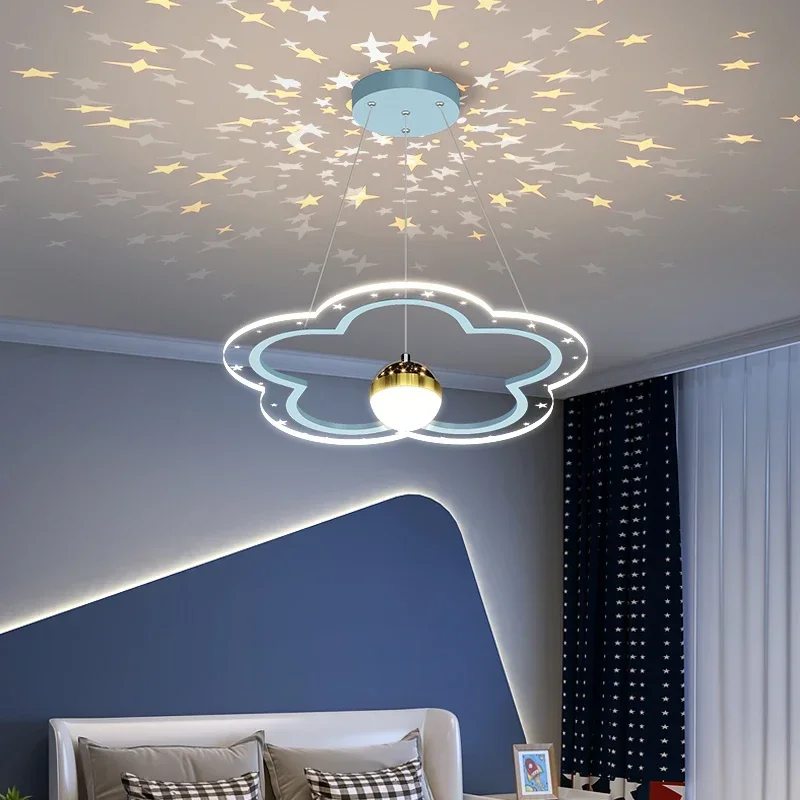 

2023 Acrylic Chandelier Light Children's Study Bedroom Star Shadow Cloud Flowers Ceiling Chandelier Lamp Living Room Decoration