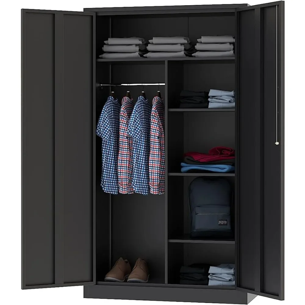 

Metal Storage Cabinets Locker with Lock Door, 72'' Clothing Coat Steel Storage Freestanding Wardrobe for Office, Home, School
