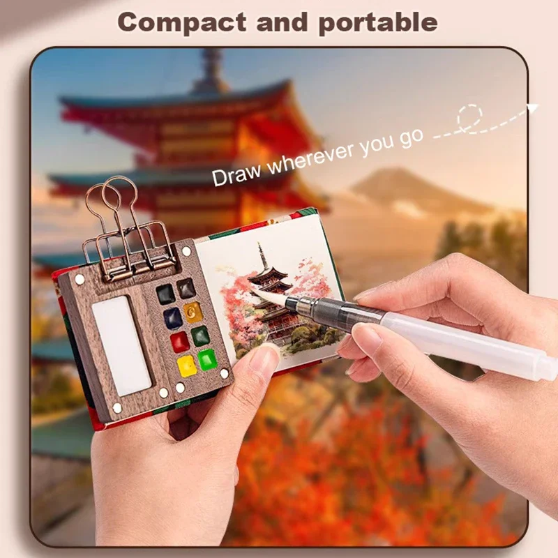 Schmincke Travel Watercolor Paint Tray Box Sketchbook Set 8/15Colors