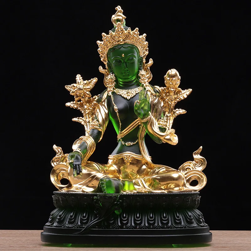 4-9inch Hand Green Tara Green Resin Pocket Tibetan Buddhist Tranic Suppliers Temple/Home/Office Decorate Statue Cratfs