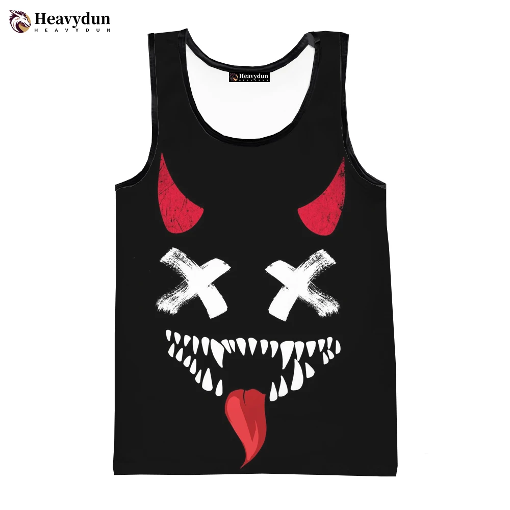 

2023 Newest Devil Smiling Face Fashion Summer Men Tank Tops Sleeveless Spring Harajuku Personality 3D Printed Beach Tops Tees