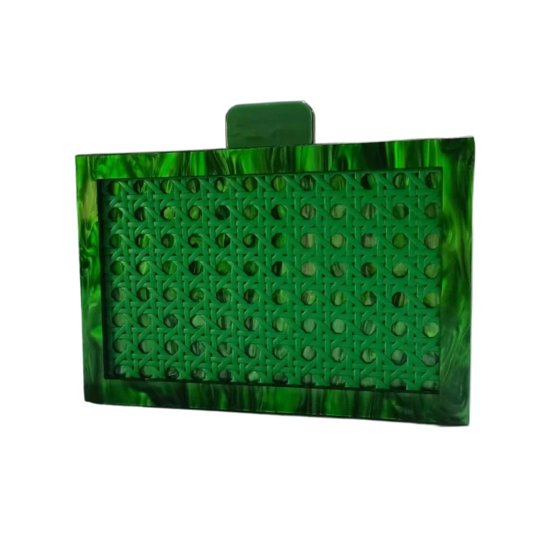 

Fashion Purses And Handbags Luxury Designer Green Rattan Knitting Acrylic Shoulder Crossbody Clutch Evening Party Evening Bag
