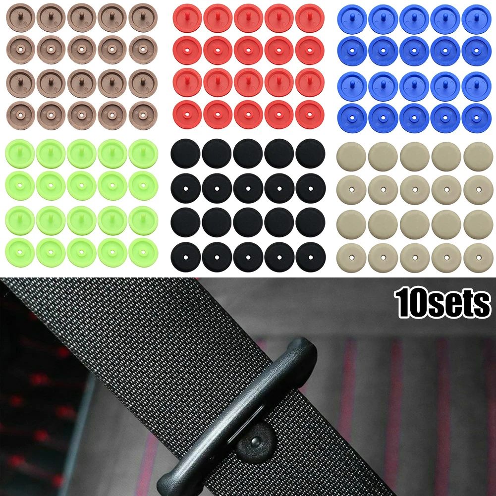 

10 Pairs/set Seat Belt Button Buckle Stop Plastic Clip Universal Fit Stopper Kit Frosted Black / Beige, Red, Blue, Brown, Green