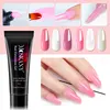 Poly Extention Gel Set Nail Art French Nail Art Clear Color with Top/Best Coat and LED Lamp Nude Color Fast Polish Kit 4