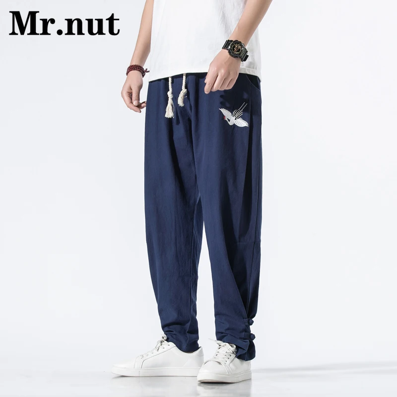 패션 하라주쿠 조깅바지 남성복 여름 하렘팬츠 와이드팬츠 중성 면리넨 슬렉스 포츠 캐주얼바지 한국인 리뷰 많은 옷 배송료 면제 빠른 도착 
