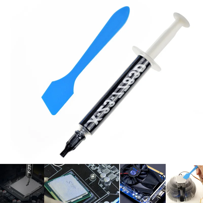 Silicone Thermal Paste Heat Transfer Grease Heat Sink X-23-7783D with Scraper CPU VGA Chipset Notebook Computer Cooling Syringe 10pcs lot hy510 30g grey silicone compound thermal paste conductive grease heatsink for cpu gpu chipset notebook cooling