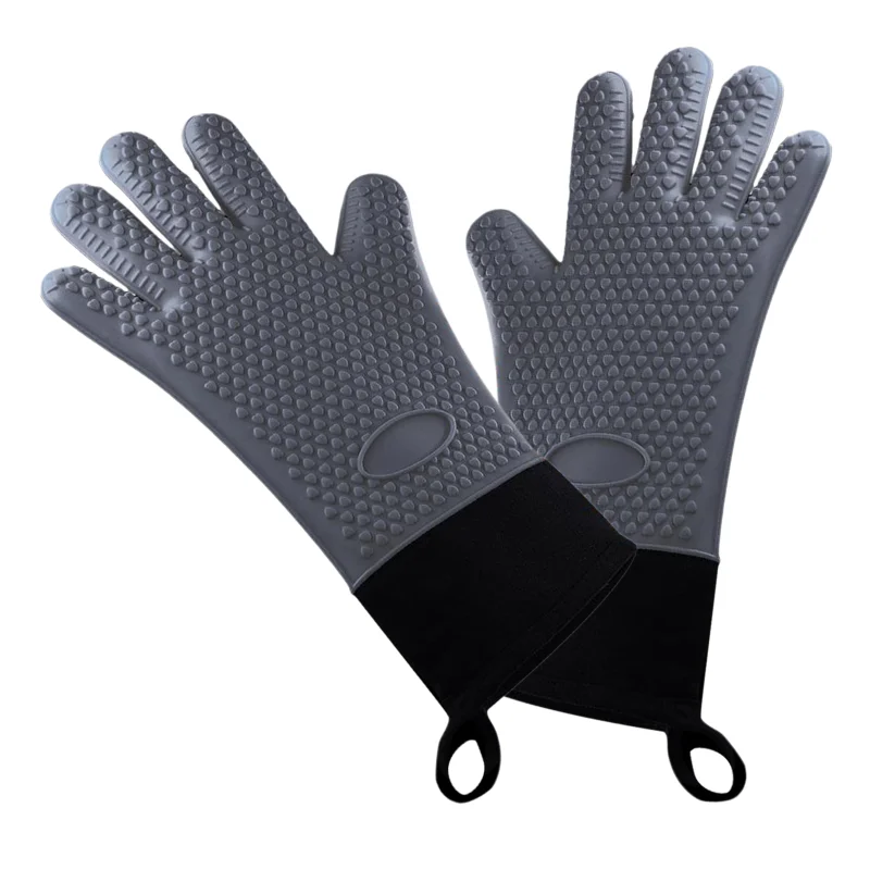 Double Layer BBQ Oven Gloves Silicone for Cooking Grilling Waterproof Mitts kitchen utensils oven mitts 1Pc