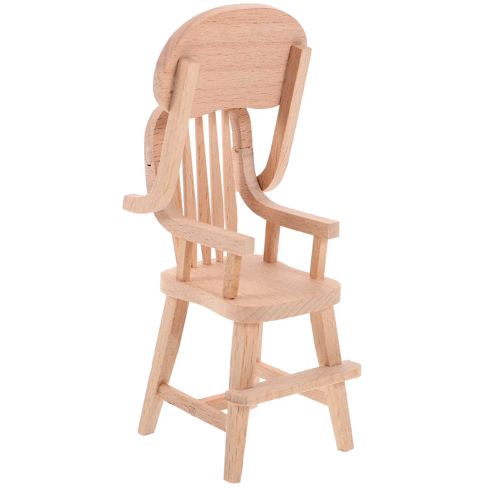 Wooden High Chair Miniature Infant High Chair Wooden Baby Chair Models 1:12 Scale Desktop Chair Mini Doll Furniture Dollhouse