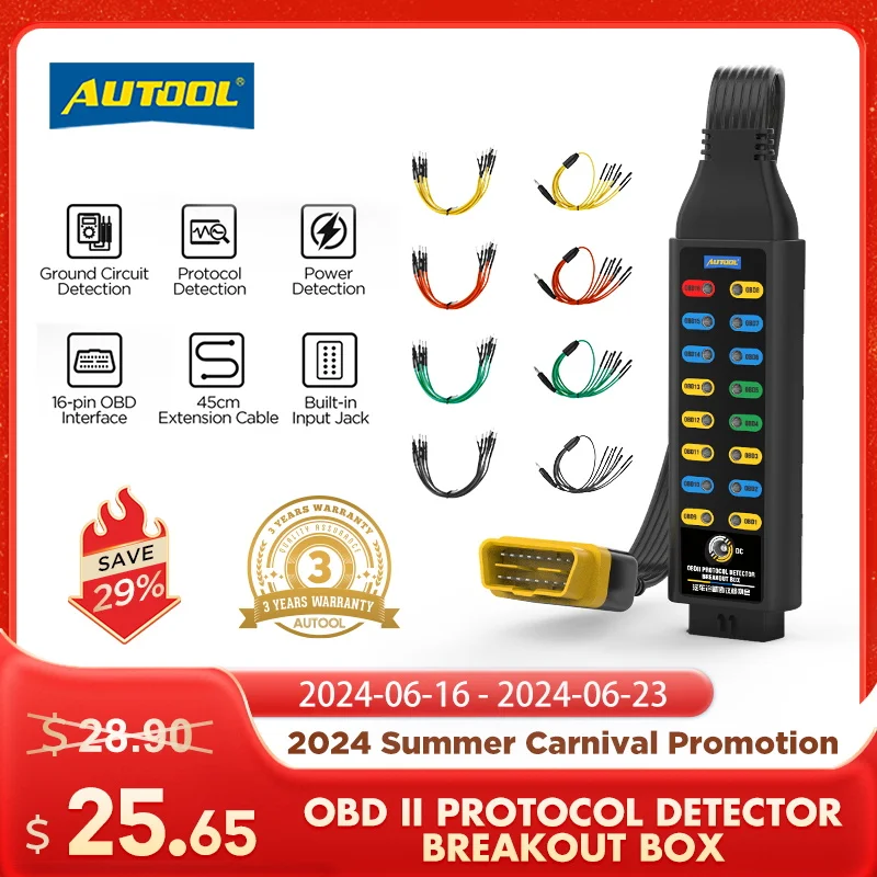

Автомобильный диагностический тестер AUTOOL OBD II, диагностический инструмент