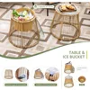 7 Piece Boho Patio Furniture Sets with Egg Chair, Small Outdoor Bistro Chair Conversation Sofa Set w/Coffee Table & Ice Bucket 6