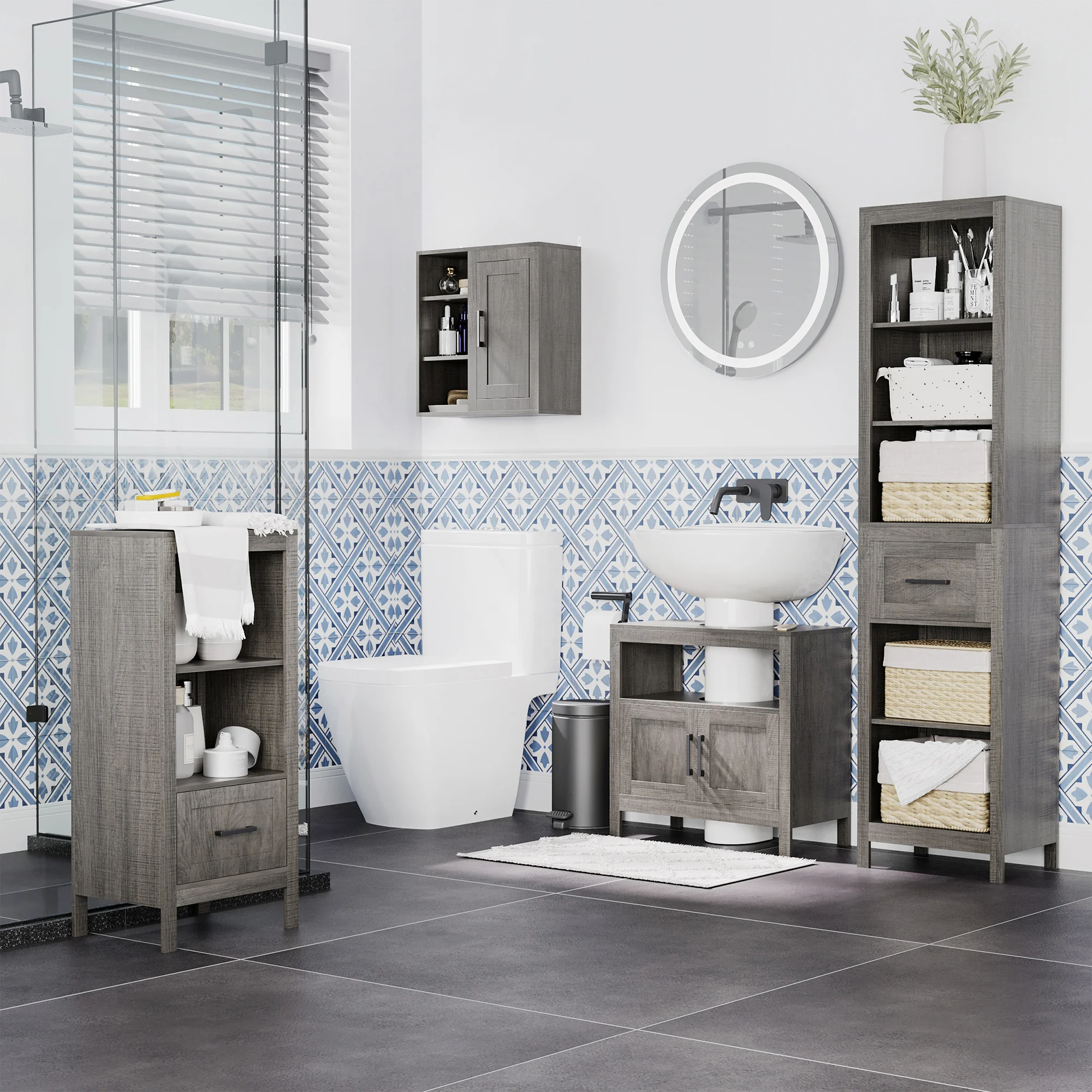 kleankin Armario de Baño Mueble Auxiliar para Baño Espacio