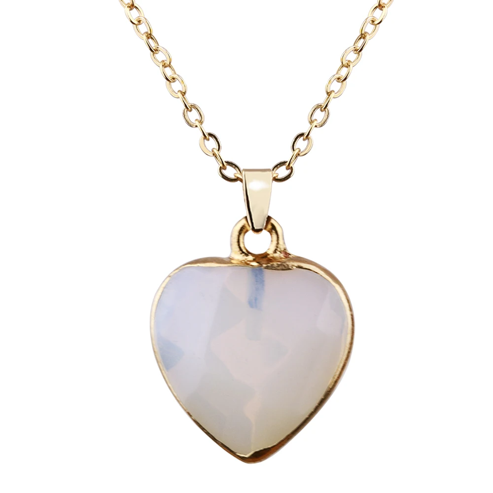 

Fashion Heart Opal Pendant Necklace Banquet party ladies clavicle chain clothing matching accessories