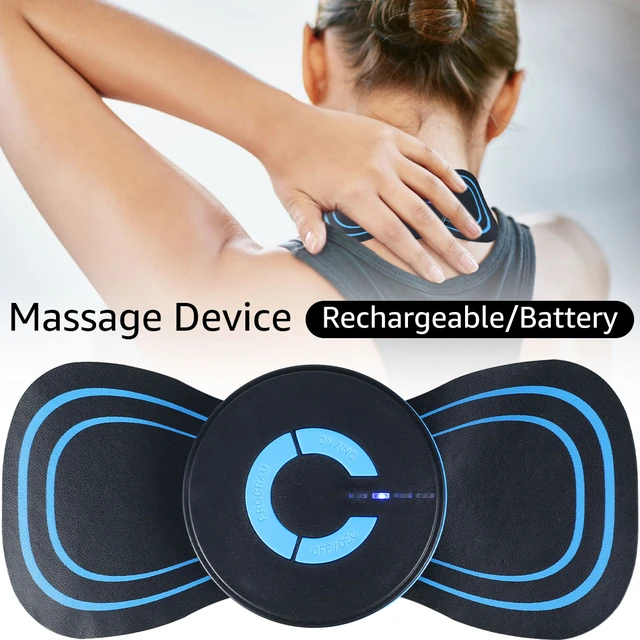 Microcurrent EMS Mini Massage Device, Mini Electric Neck Shoulder Massage  Pad, Cordless Portable Mini Electric EMS Neck Massager for Pain Relief