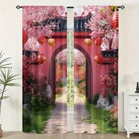 2pc,  Window Drapes Garden6 Polyester,Without Electricity Birthday Party Suitable for Holiday Decorations 1