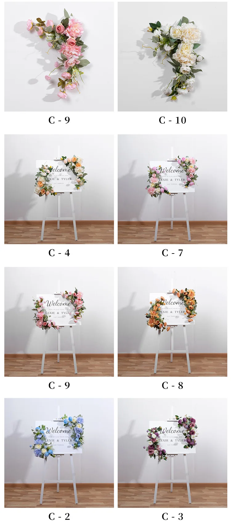 Description Picture 5 of item50CM Outdoor Wedding Welcome Sign Guide Sign Hotel Decoration Water Sign Flower Artificial Silk Flower Wedding Prop