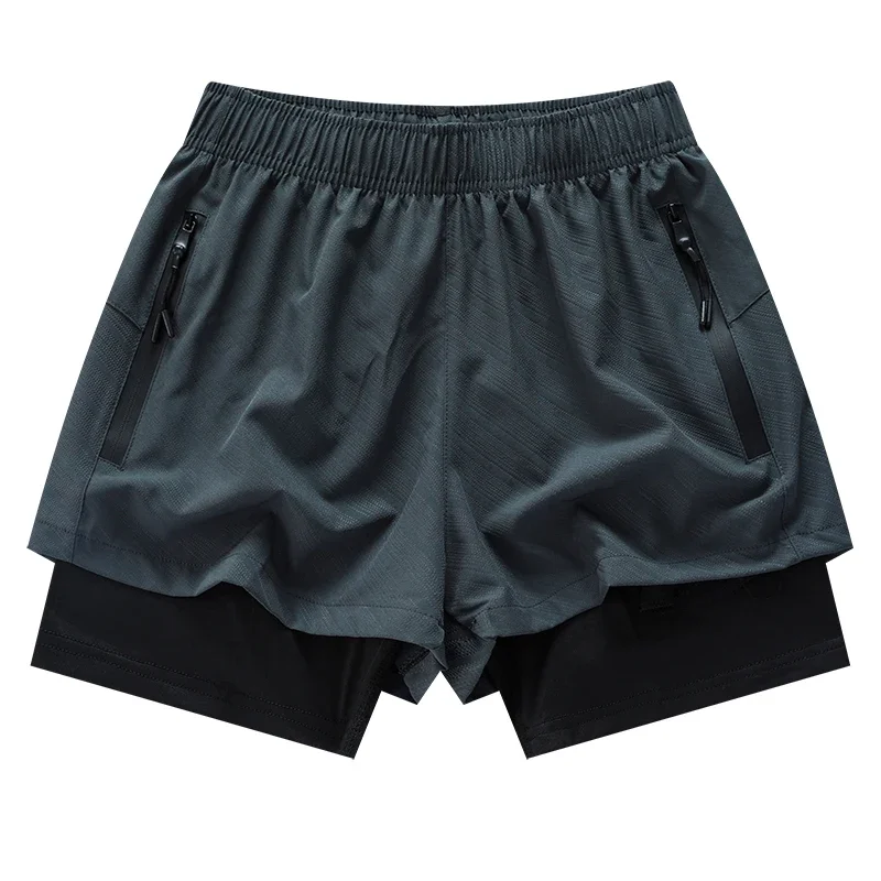 2 في 1 بنطال رياضي للجري مع جيوب بسحاب، شورت رياضي...