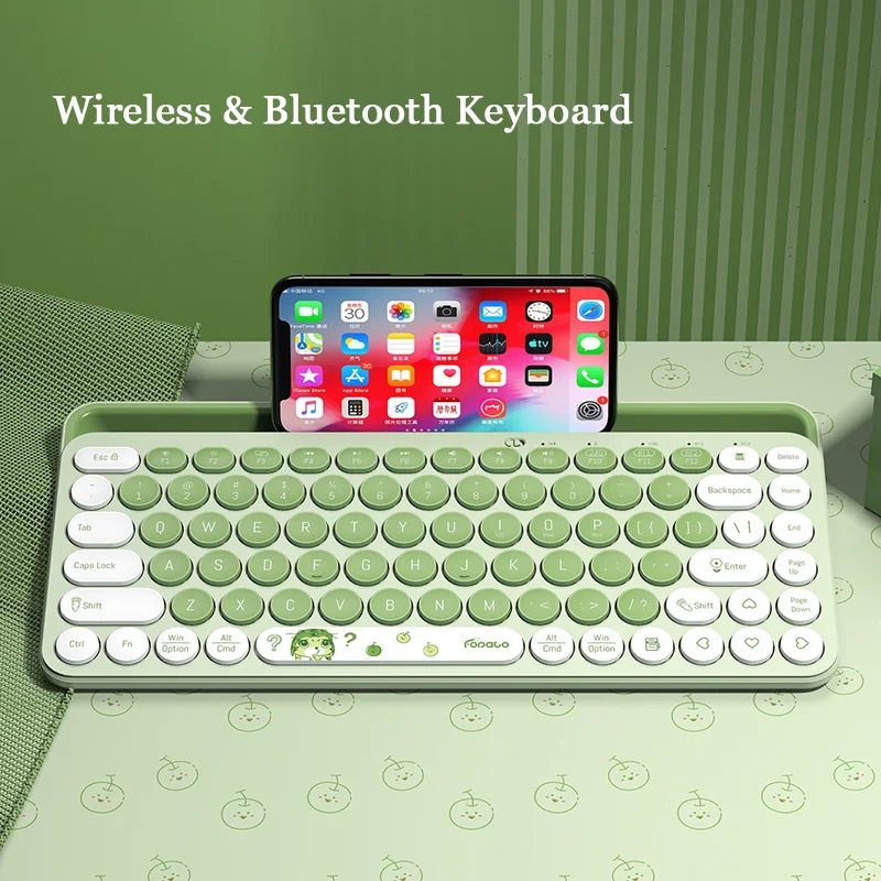 

Cute Wireless Bluetooth Keyboard With Numeric Keypad Ergonomic Silent Dual Mode Kawaii Gaming Keyboard For Laptop PC iPad Apple