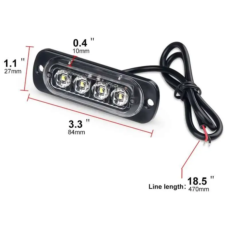 LED Warning Grill No Strobe Breakdown Emergency 4LED 12V Trailer Beacon Lamp LED Side Light For Car Truck Strobe Light