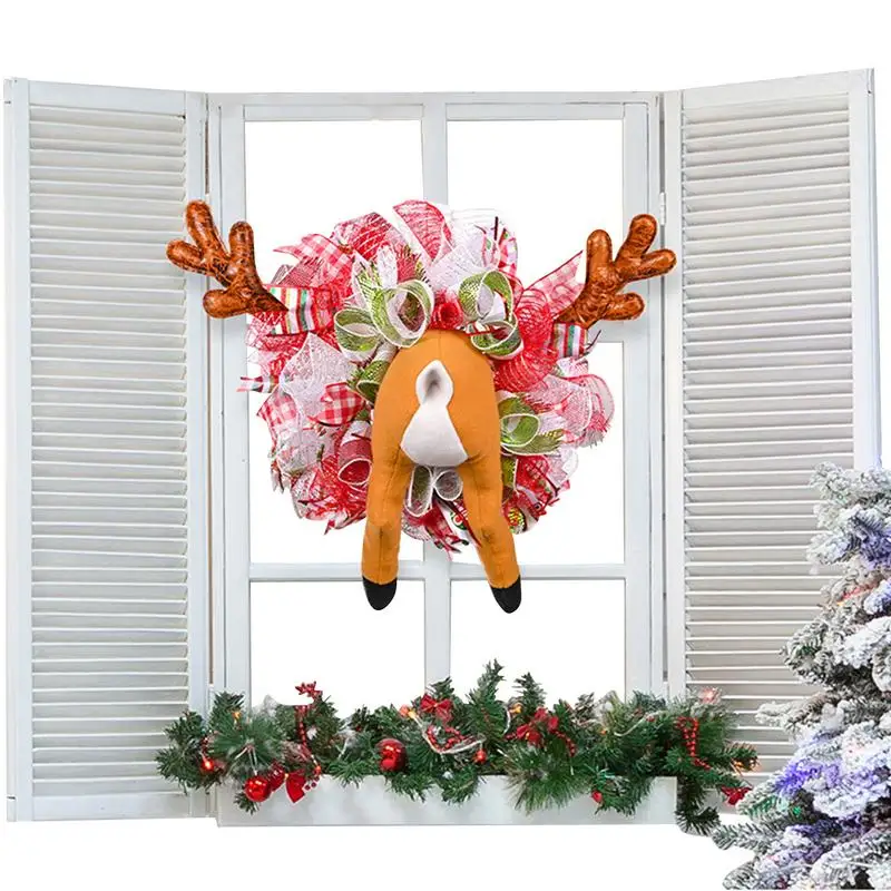 

Christmas Wreath For Door Elk Butt Antler Wreath Fun Photo Props Decorative Artificial Garland For Indoor Outdoor Fireplace Door