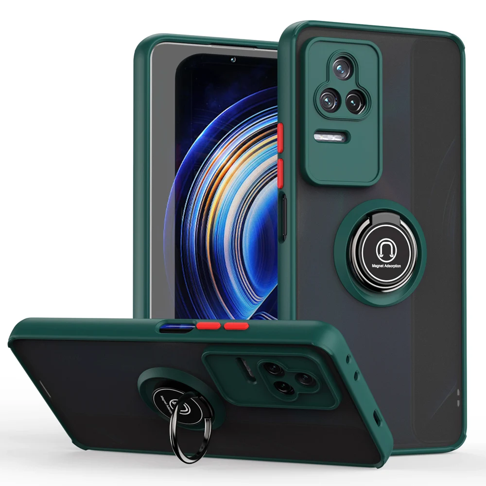 KEYSION Fashion Matte Hülle für POCO F4 GT 5G Transparenter Ringständer Stoßfeste Handyhülle für Xiaomi Redmi K50 Gaming K_voghion.com