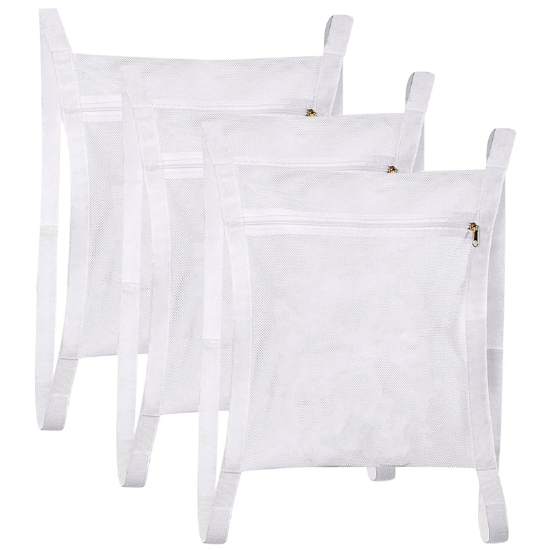 

3 Pcs Drying Bag For Dryer,Honey Comber Mesh Bags With Zipper And Strap For Shoes,Laundry Reused Bag Tool