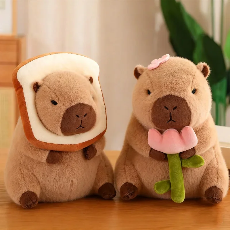 23CM Kawaii Anime Capybara Bread Plush Toy Creative Stuffed Animals Capybara Toast Doll Girl Birthday Toys Girlfriend Cute Gifts