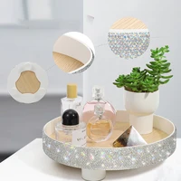 Luxury Rhinestone Cosmetic Tray Spice Can Snack Organizer Bathroom Storage Shelf Sparkling Cosmetic Storage Box Perfume holder 2