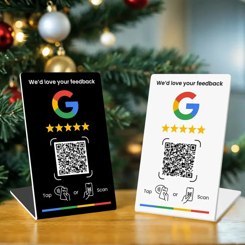 NFC215 Programmable QR Code for Google Review Card NFC Station Table 13.56Mhz Can Be Independently Set To Link Standing Card