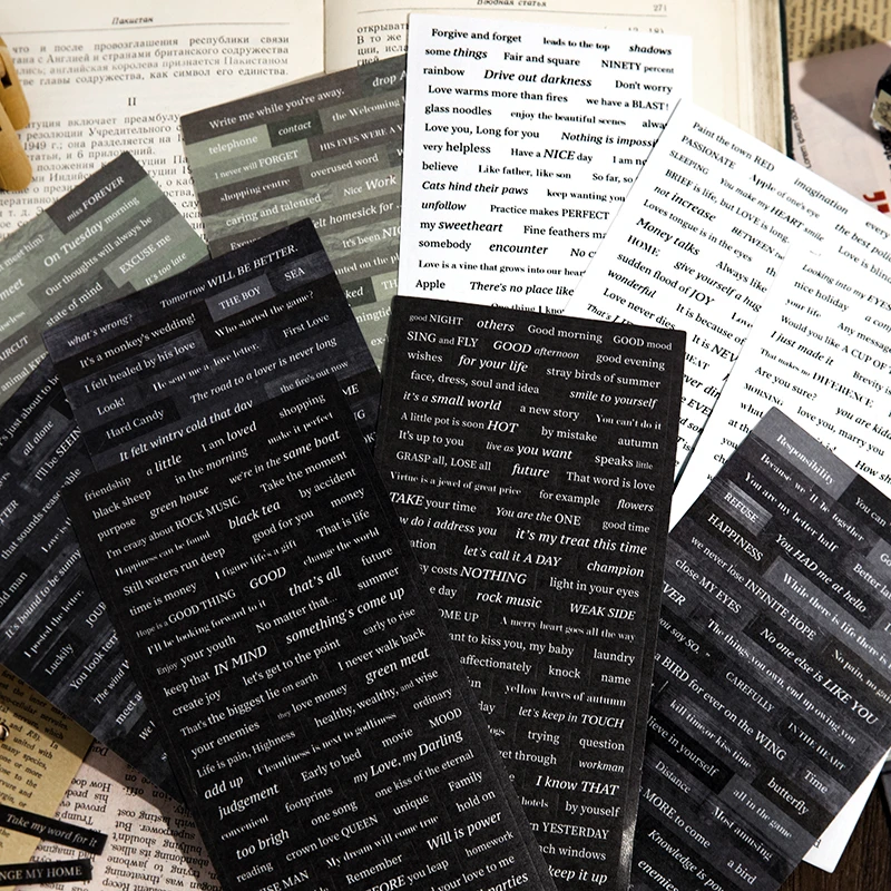 Stationery Stickers JIANQI 3pcs/pack Alphabt Stickers Creative Phrase Decor Stationery Collage Scrapbooking Label Diary Junk Journal Planner