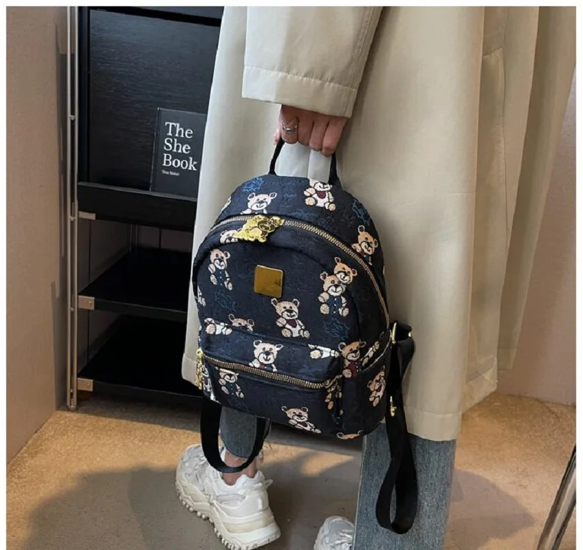 Fashion Cartoon Printing Design Canvas Backpack Women High Capacity Travel Shoulder Bags School Bag For Teenage Girls Backpacks