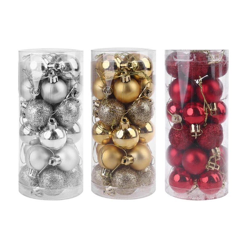 

24pcs 3cm Christmas Tree Decor Ball Baubles Hanging Ornaments Decorations for Home New Year