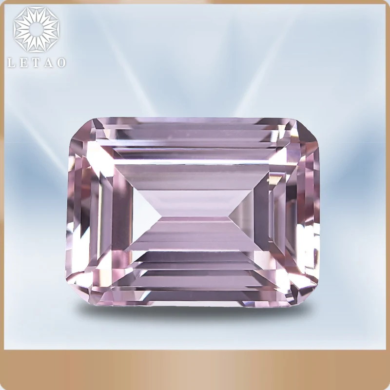 

Lab Grown Sapphire Emerald Cut Sakura Pink Color Gemstone for Charms DIY Ring Necklace Earrings Materials Selectable Certificate