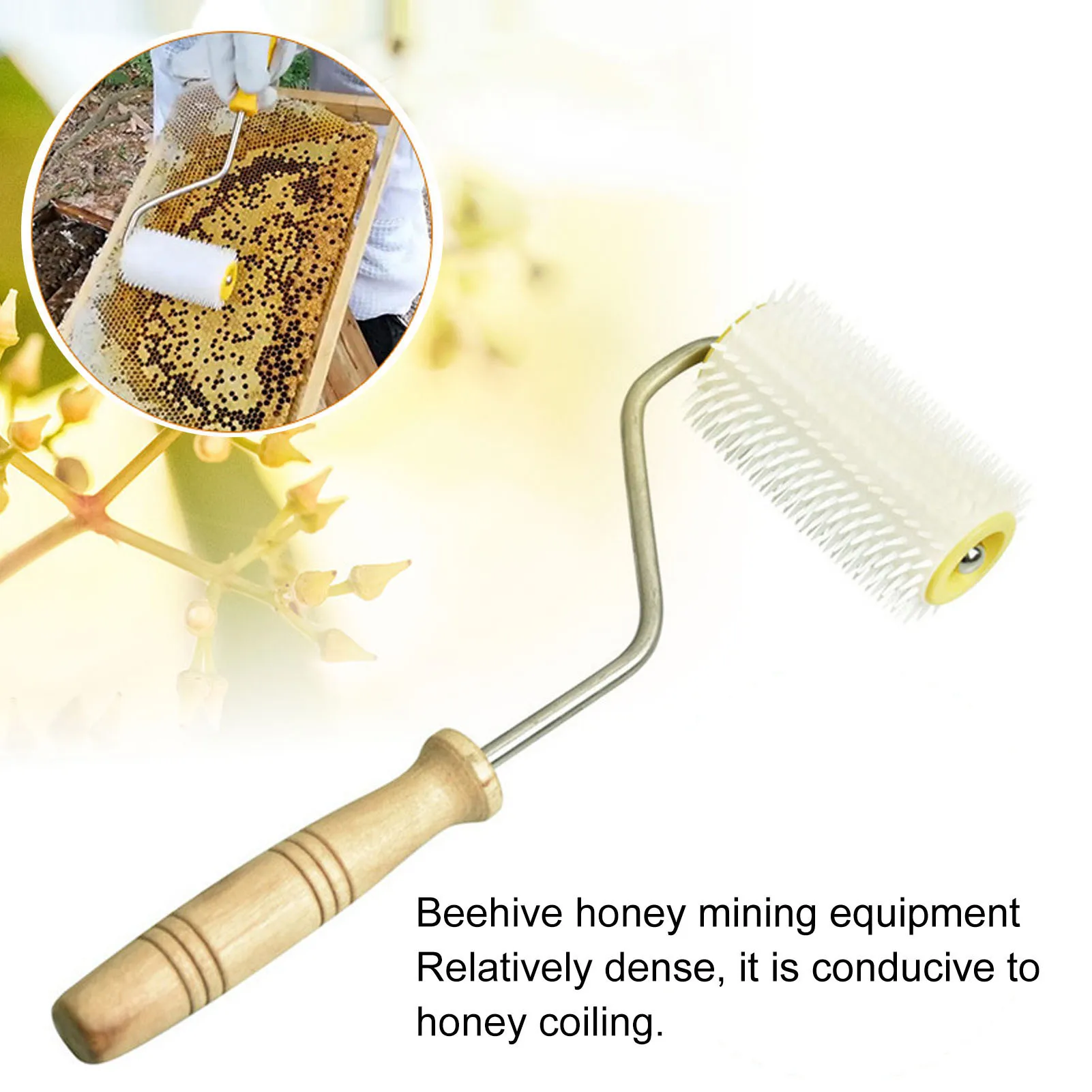 Honey Uncapping Roller with Wooden Handle Beehive Extracting Roller Beekeeping Tool beekeeping tools beekeeping accessories