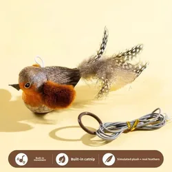 Interactive Hanging Cat Teaser Toy with Sound and Catnip (Brown)