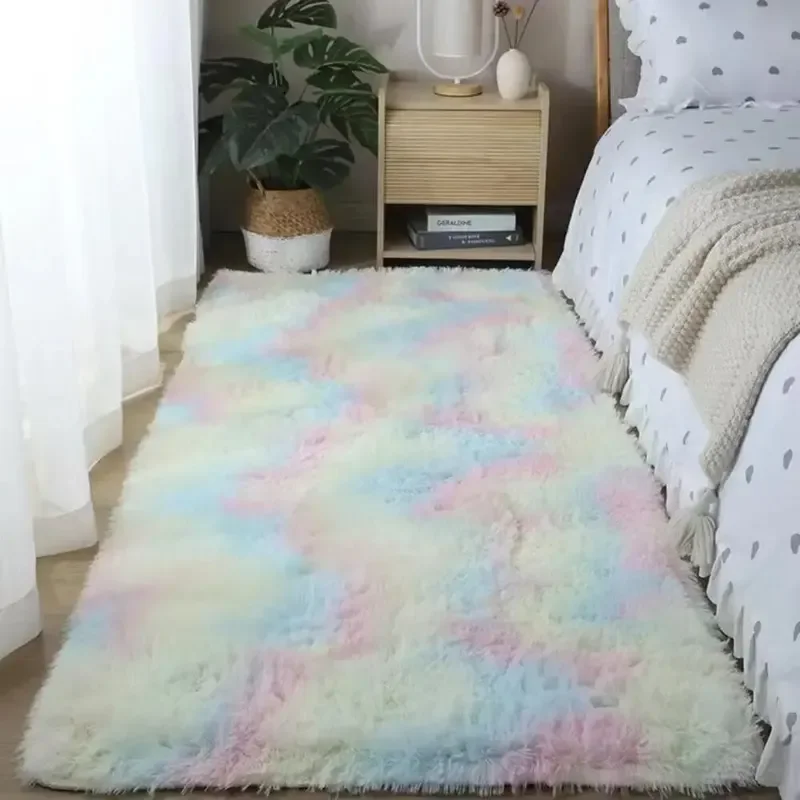 Silk Wool Floor Mat Bedroom Bed Rug Home Scandinavian Style Living Room Girls Room Long Hair