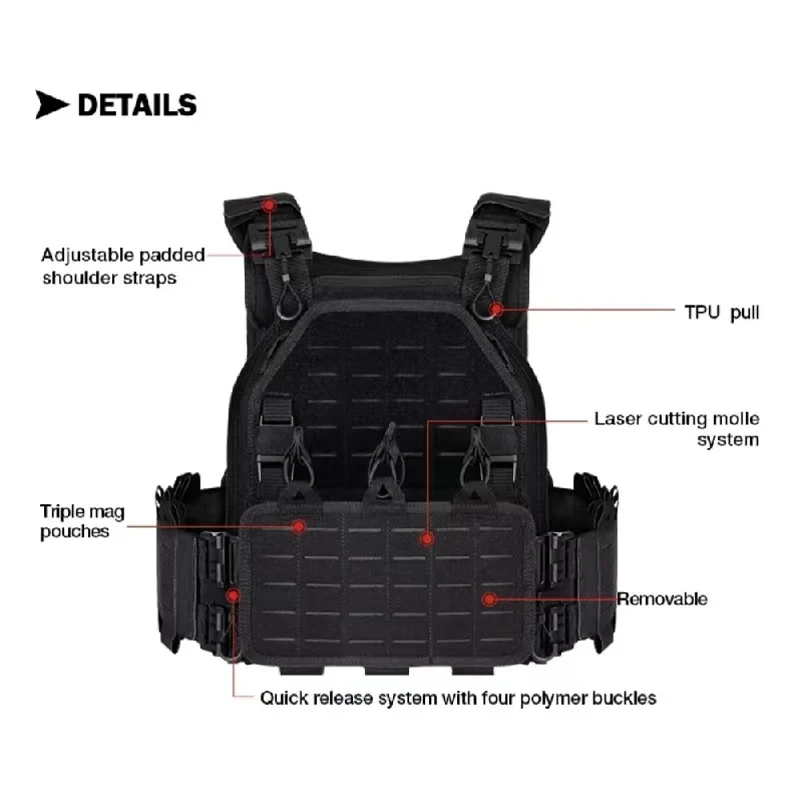 YAKEDA Tactical Vest Outdoor Hunting Plate Carrier Protective Adjustable Airsoft Combat Equipment tactical harness