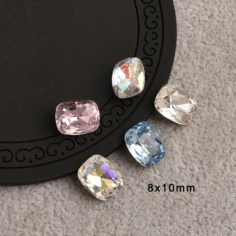 8x10mm Pointed Bottom Pillow Shaped Nail Art Rhinestone High Quality Crystal Stone Fingernail DIY Decorative Accessories 3
