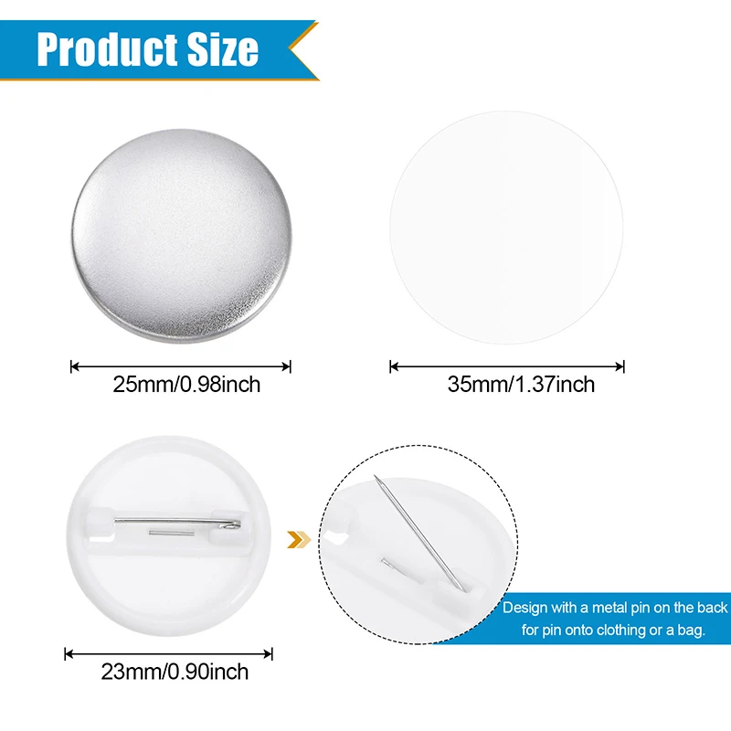 Kit 100 Spille Distintivo Fai Da Te - Bottoni Vuoti 32mm Per Personalizzazione - Foto 5