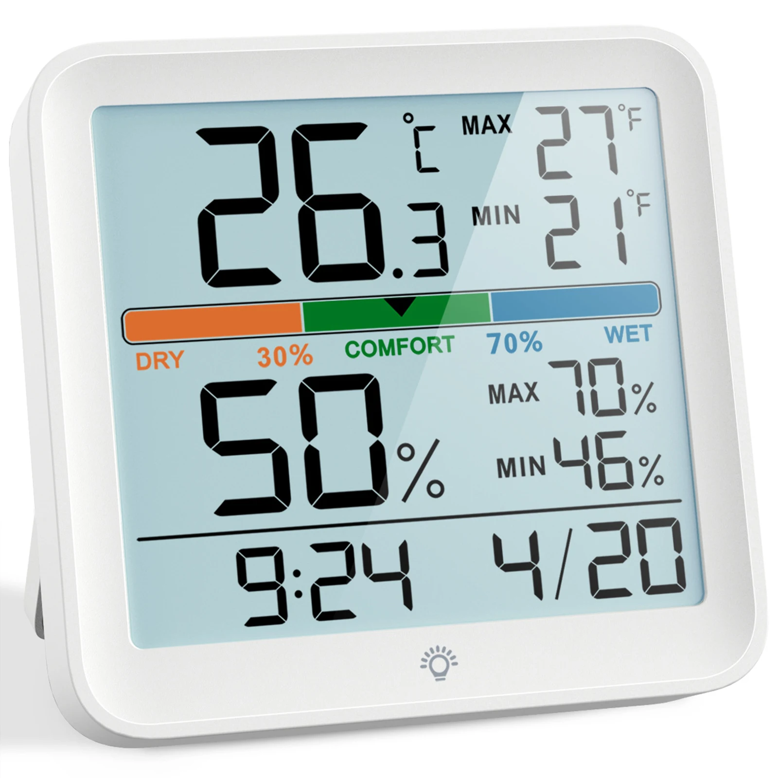 

Led Digital Thermometer Hygrometer Clock Home Indoor Electronic Hygrometer Clock for Bedroom, Office, Home, Baby Room,garden