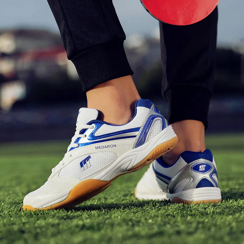 QUAOAR New Professional Table Tennis Shoes Men Women Anti Slip Badmintons for Couples Blue Red Light Weight Badminton Sneakers 5