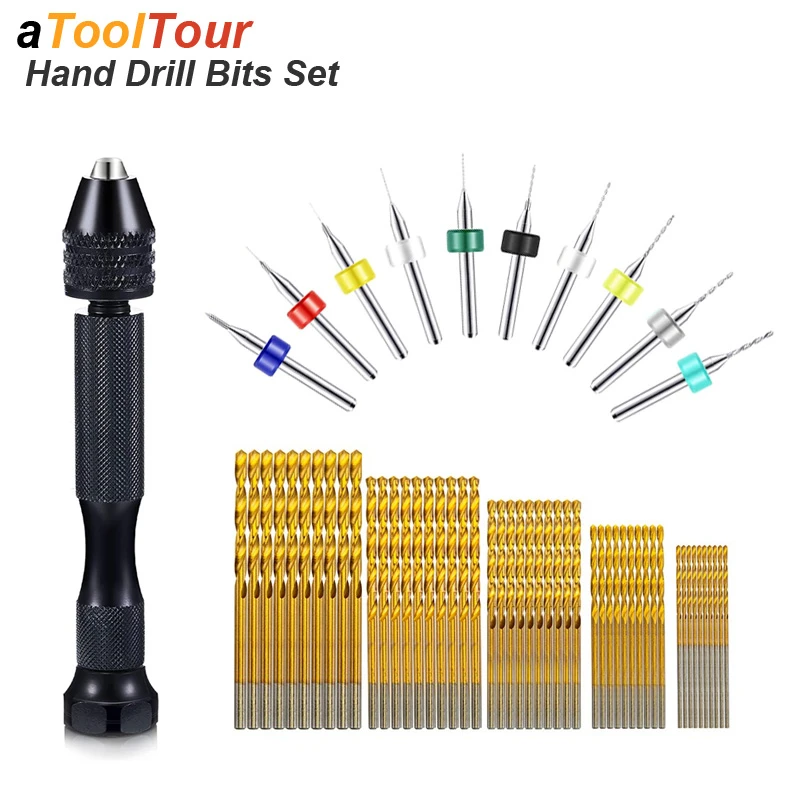 Micro Mini Pin Vise Hand Drill Twist Bit PCB Set Rotary Tool For DIY