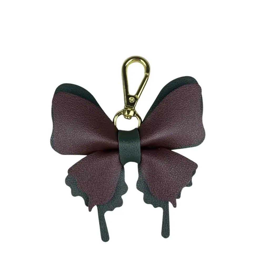 Elegant 3D Leather Butterfly Charm with Detachable Keyring Accessory
