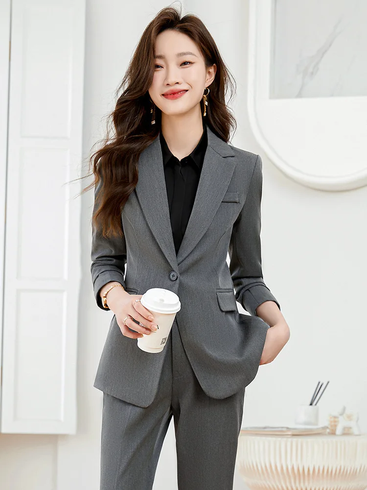 

2023 New Long Sleeve Business Wear Temperament Women's Clothing Business Formal Wear Suit Fashionable Jacket Interview Sales Wor