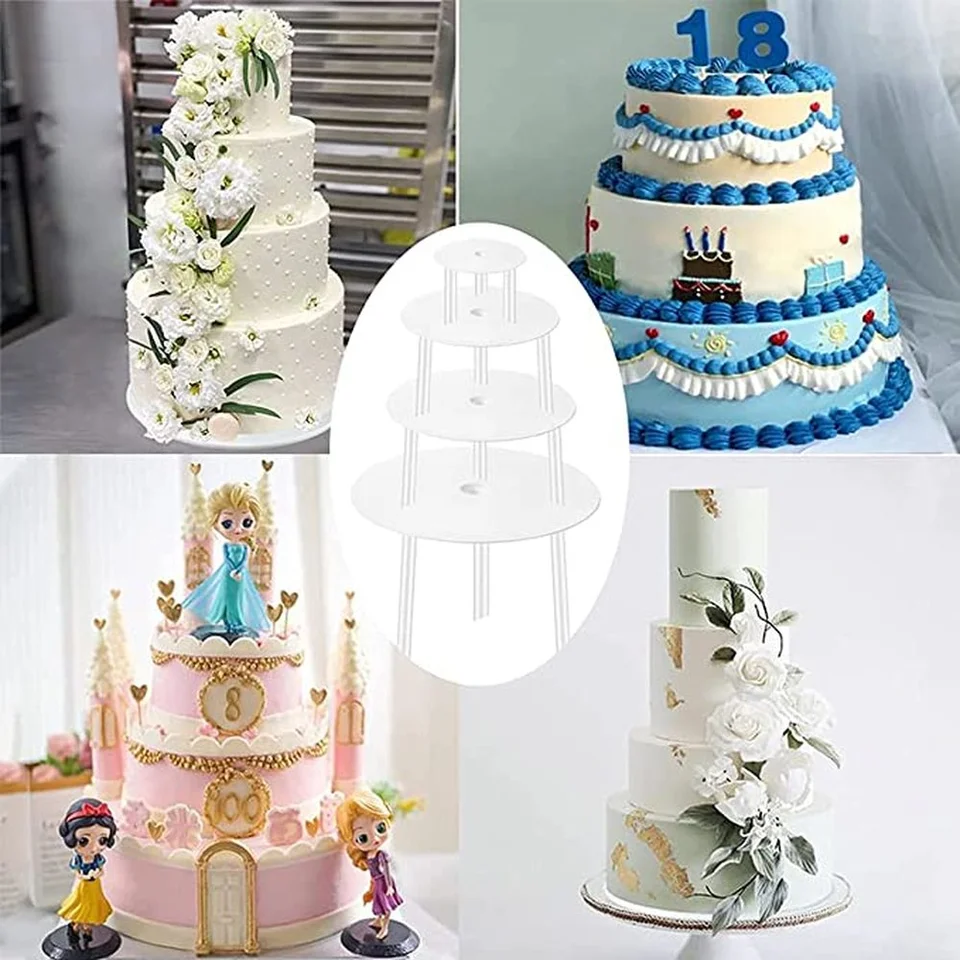 28 Tasselli Portanti Per Torte In Plastica ABS - Bianchi, 24 Cm X 1 Cm - Per Costruzioni A Più Piani