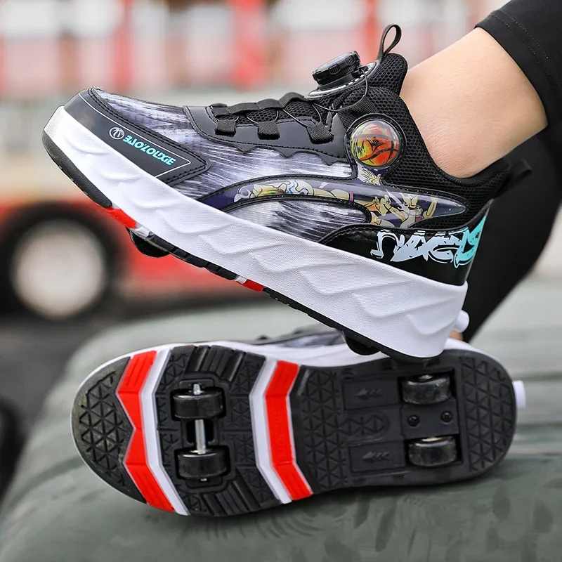 Kids Roller Skate Shoes Casual Outdoor Parkour Detachable With 4 Wheels Boys Girls Fashion Children Deformation Skating Shoes