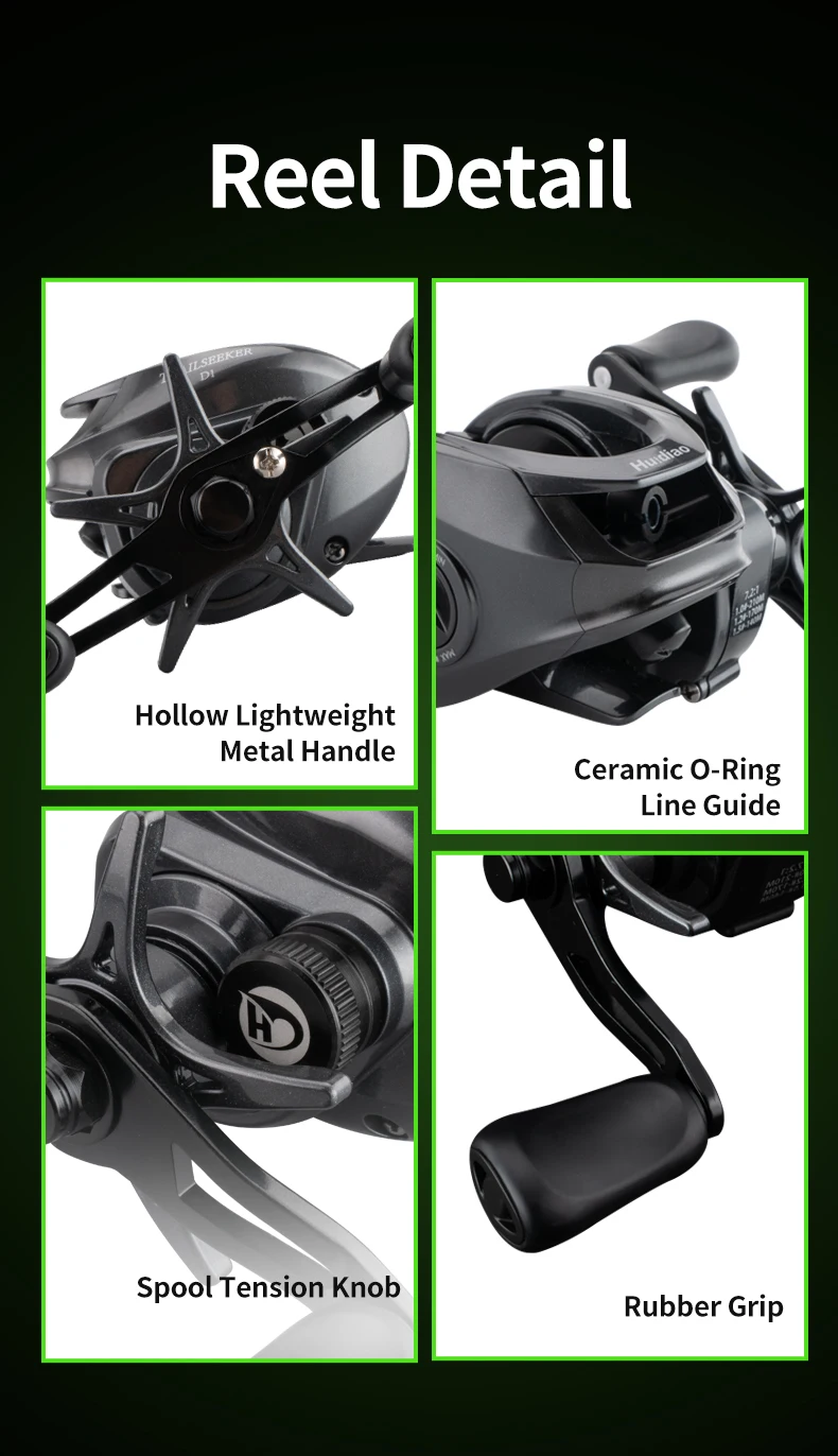 Huidiao TRAILSEEKER DC Baitcasting-Rolle BFS Baitcaster mit digitalem Bremssystem, kein Spiel, 7.2:1, 5+1 für Finesse-Angeln – Detail 13