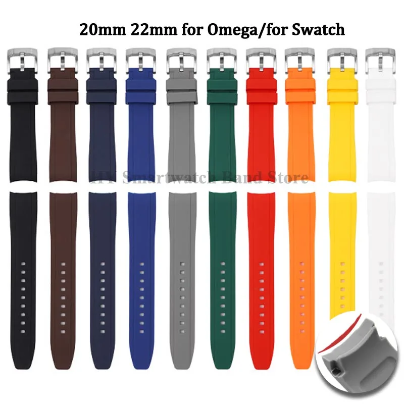 Waterproof Rubber Sport Watch Strap with Curved Design and Metal Pin Clasp