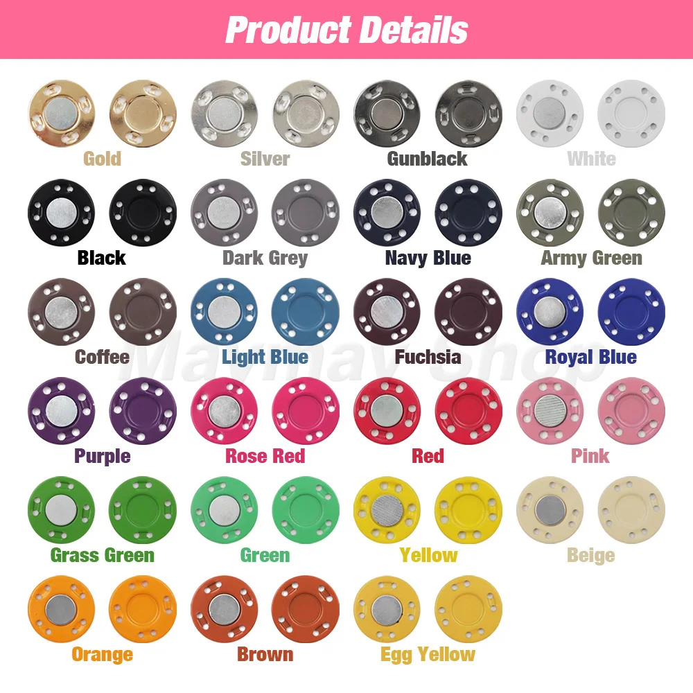 Magnetic Button Set: 5 Pairs for Clothing and Craft Decoration