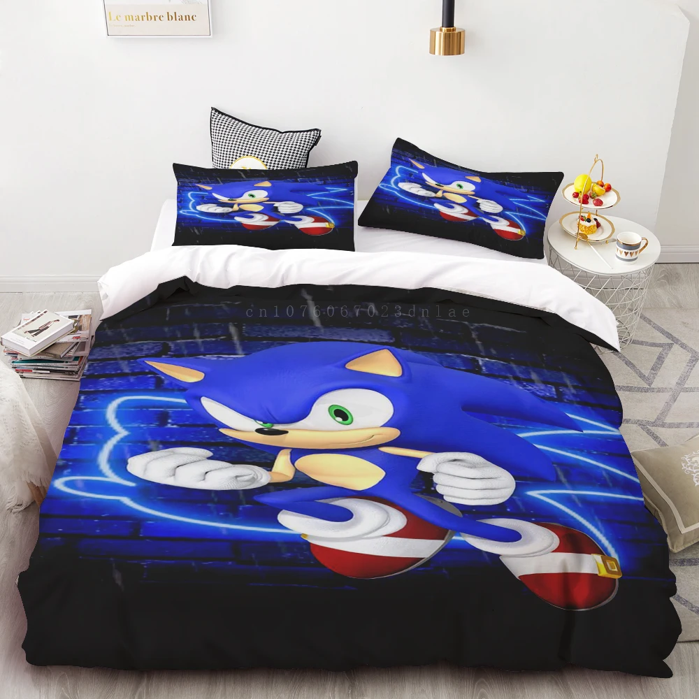 thumbnail image 1 of Funda nórdica Juego de cama de dibujos animados de Sonic Juego de cama suave y cómodo Adecuado para el hogar Decoración impresa en 3D Regalos para niños, 1 of 5