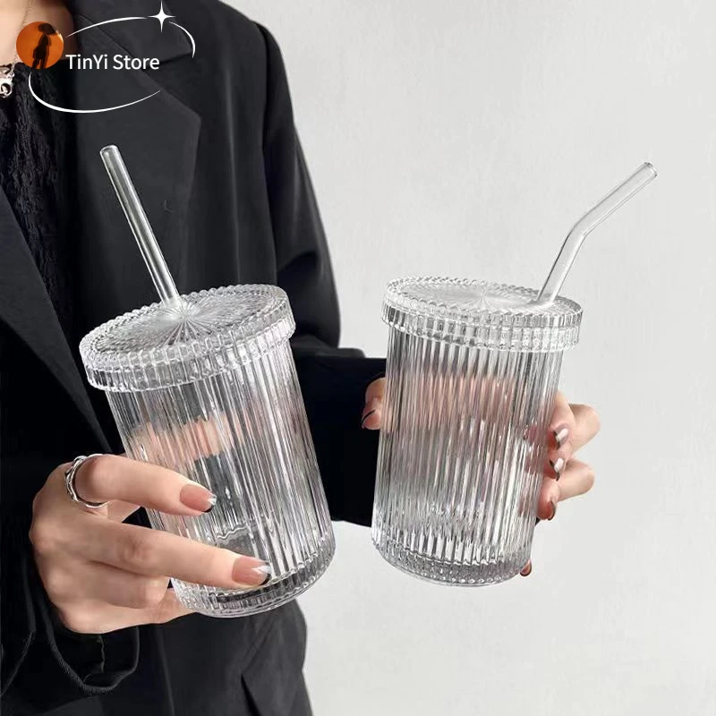 390ml Japanese Style Simple And Beautiful Cup Glass Straw Cup Chic Milk Coffee Cups With Lid Tea Cup Wedding Gifts Dropship - Glass - AliExpress - 100 Items Every Beautiful Home Should Have
